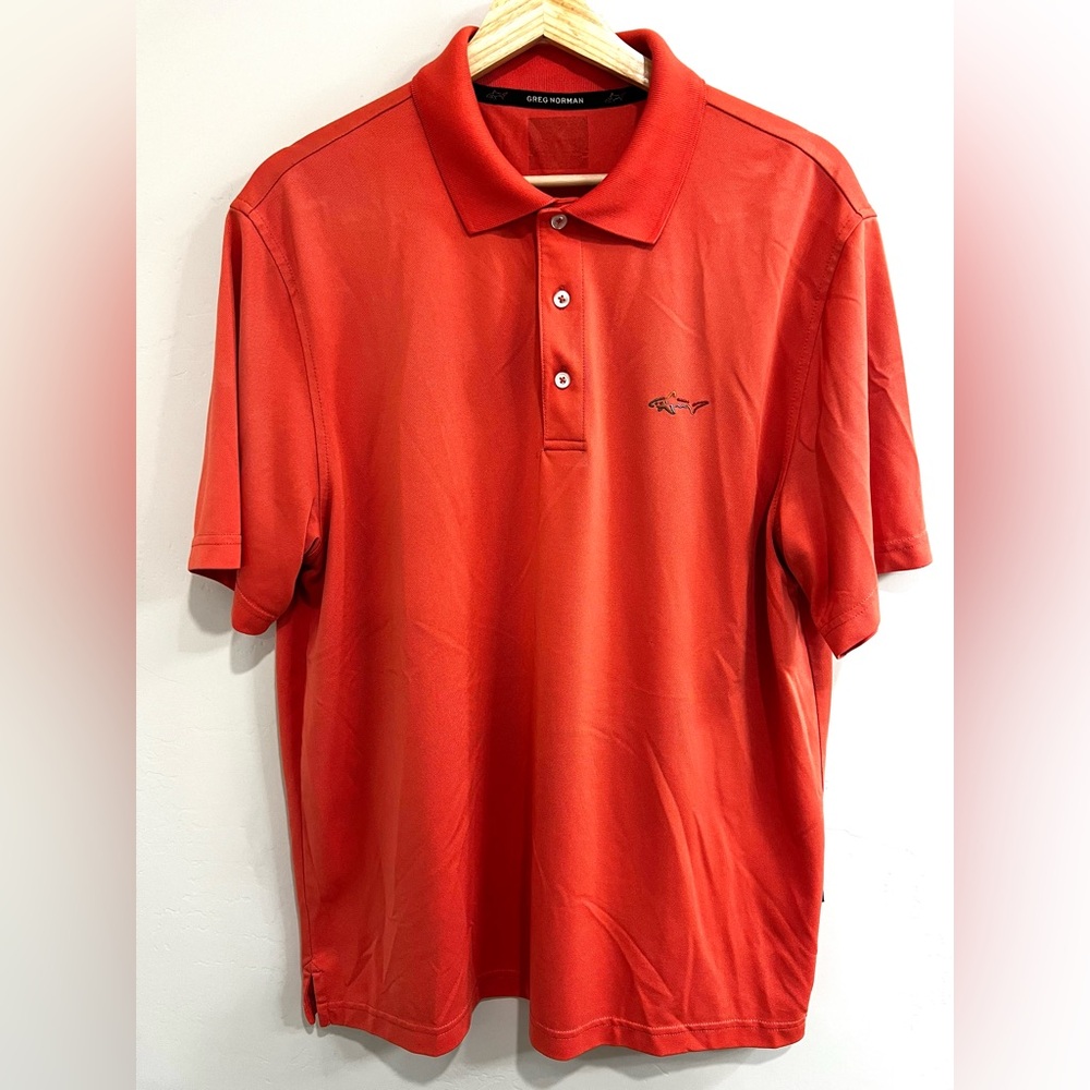 Men's Orange Greg Norman Polo Golf Shirt Size Medium